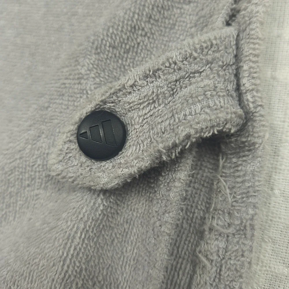 Adidas Mens Terrycloth Sleeveless Full Zip Hoodie Gray 3-Stripes Vest Size L